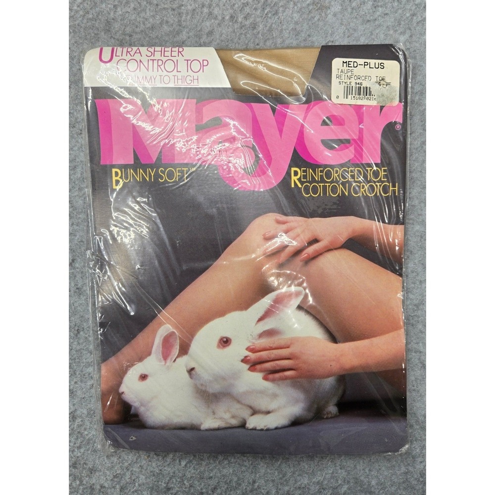 Vtg Mayer Hosiery Ultra Sheer Control Top Pantyhose Sheer To Thigh Medium Plus